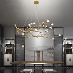 Люстра в виде золотой ветки с цветами Glass Flower Pendant Light варинант исполнения - 5 | Loft Concept в Челябинске
