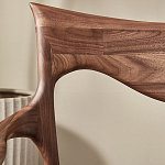 Стул деревянный с мягким сиденьем из коричневой натуральной кожи Moon Walnut Furniture варинант исполнения - 8 | Loft Concept в Челябинске