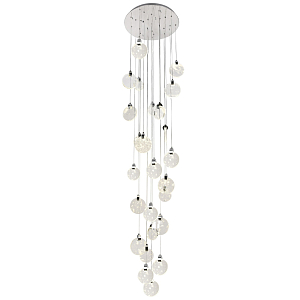 Каскадная люстра с плафонами в виде круглых пластин из хрусталя Esme Round Plates Chrome Chandelier 25