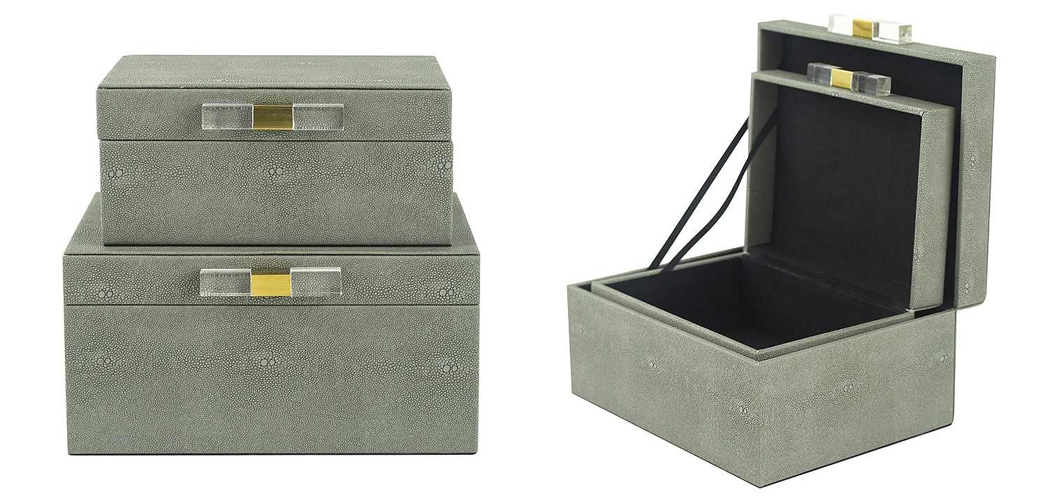 Комплект шкатулок Stingray Skin Gray Boxes Комплект шкатулок Stingray Skin Gray Boxes - Loft-Concept в Челябинске