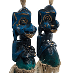 Комплект из 2-х деревянных статуэток Asmat Straw Headdress Statuettes Blue варинант исполнения - 3 | Loft Concept в Челябинске
