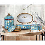 Ваза голубая с крышкой и цветочным узором Genuine Chinese Classics варинант исполнения - 3 | Loft Concept в Челябинске