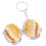 Зеркало брелок карманное двухстороннее из натурального камня Оникс Silver Stone Mirrors варинант исполнения - 2 | Loft Concept в Челябинске