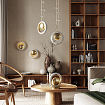 Настольная лампа с бежевым текстурным кольцом и латунным шаром в центре Tactile   варинант исполнения - 6 | Loft Concept в Челябинске