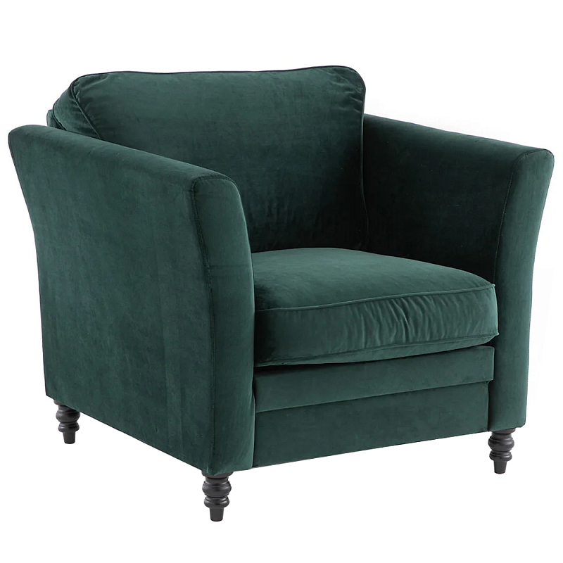 Кресло с обивкой из хлопкового велюра Porter Green Armchair Зеленый Черный в Челябинске | Loft Concept 