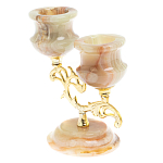 Подсвечник двухрожковый из натурального камня оникс Stone Candlestick варинант исполнения - 2 | Loft Concept в Челябинске