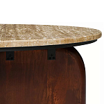 Кофейный столик с круглой столешницей на 2-х массивных деревянных ножках Tandem Travertine and Wood варинант исполнения - 3 | Loft Concept в Челябинске