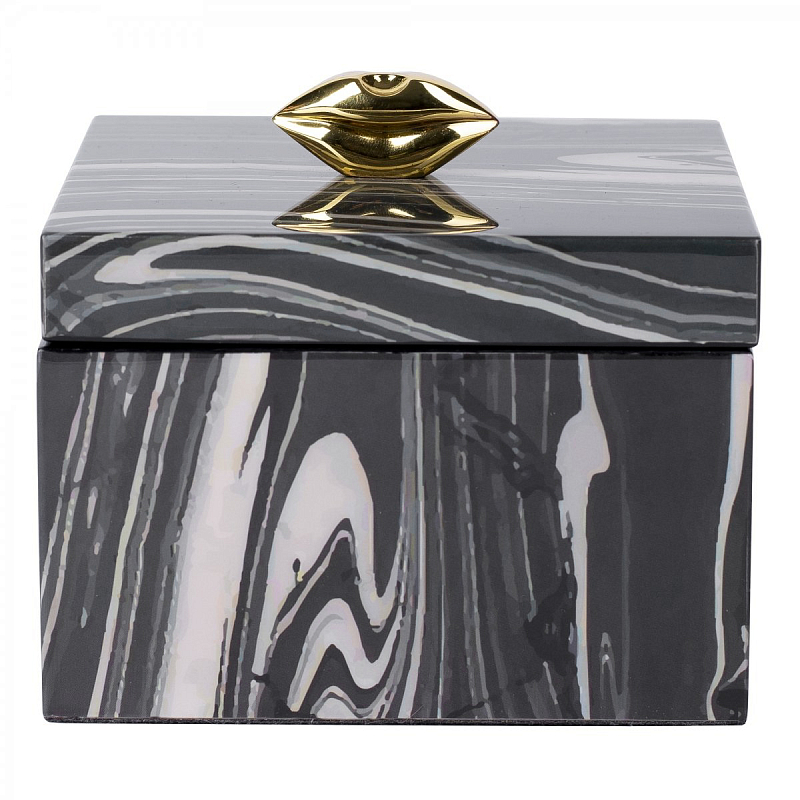 Шкатулка KISS BOX Черный Белый Глянцевое золото Шкатулка KISS BOX Черный Белый Глянцевое золото в Челябинске | Loft Concept