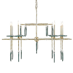 Люстра линейная с круглыми прозрачными подвесками  Horizontal Rectangular Chandelier варинант исполнения - 3 | Loft Concept в Челябинске