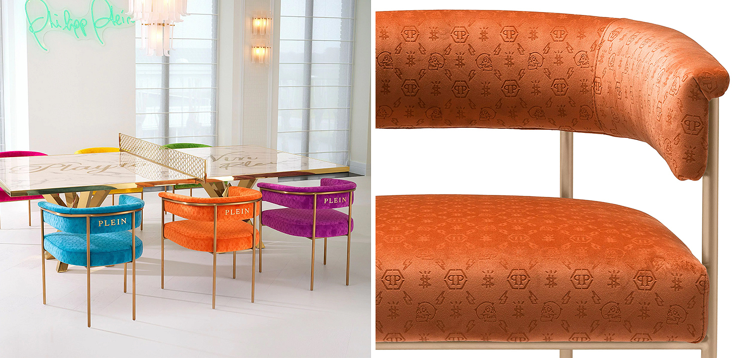Стул Philipp Plein Dining Chair Monogram Оранжевый Стул Philipp Plein Dining Chair Monogram Оранжевый - Loft-Concept в Челябинске