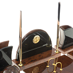 Настольный письменный набор с часами из природного камня обсидиана Oval Office варинант исполнения - 3 | Loft Concept в Челябинске