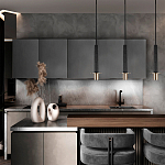 Подвесной светильник с узким цилиндрическим плафоном и золотым металлическим декором Concrete Pipe варинант исполнения - 8 | Loft Concept в Челябинске