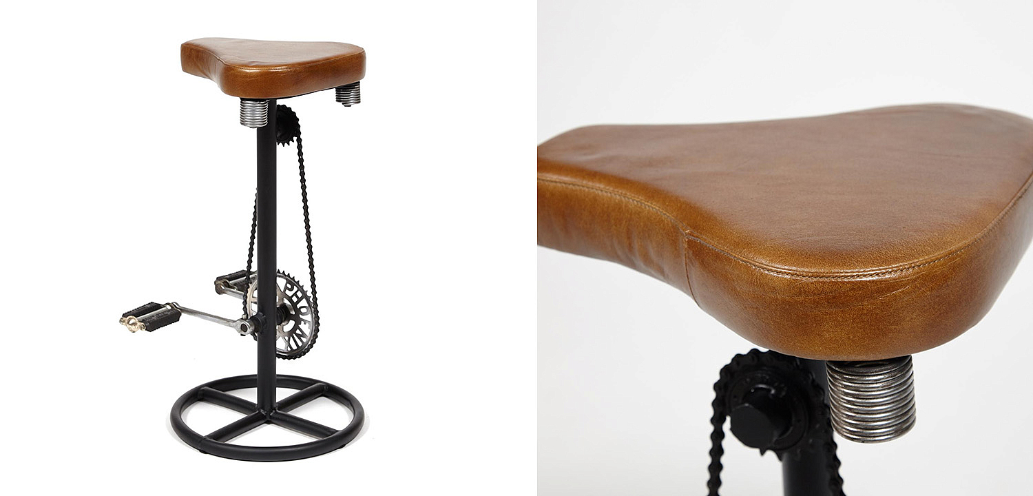 Барный стул с педалями от велосипеда Industrial leather bar stool with bicycle pedals - Loft-Concept в Челябинске