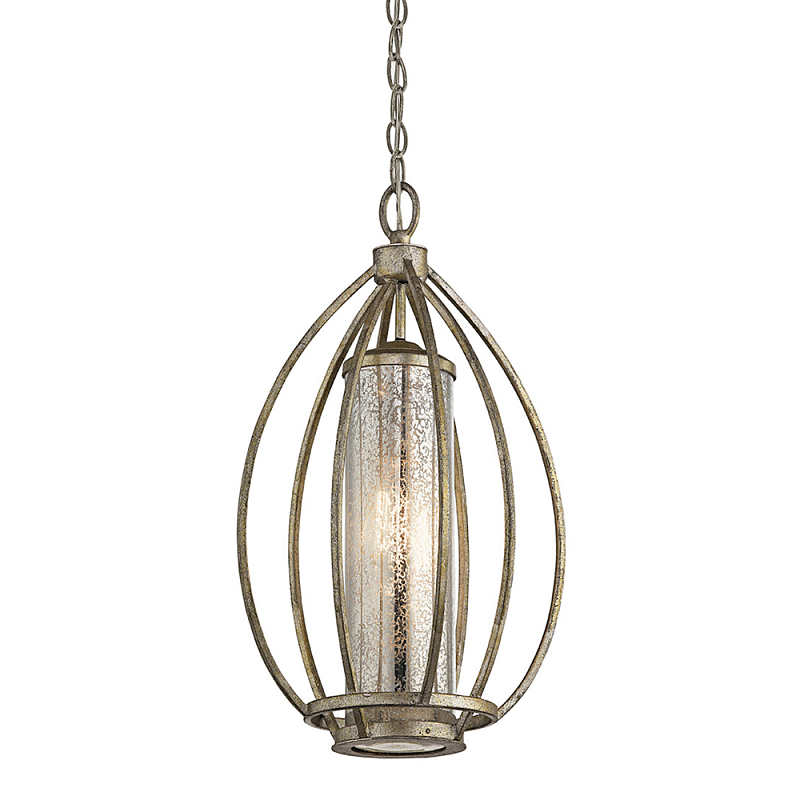 Подвесной светильник овальной формы с цилиндрическим плафоном в цвете сусальное серебро Kichler Серебро винтаж в Челябинске | Loft Concept 