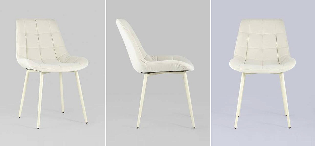 Стул NANCY Chair Молочный Цвет Белые Ножки Стул NANCY Chair Молочный Цвет Белые Ножки - Loft-Concept в Челябинске
