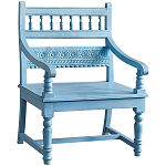 Деревянное кресло из массива манго с резным декором Eutropio Grey Mango Chair Blue варинант исполнения - 1 | Loft Concept в Челябинске