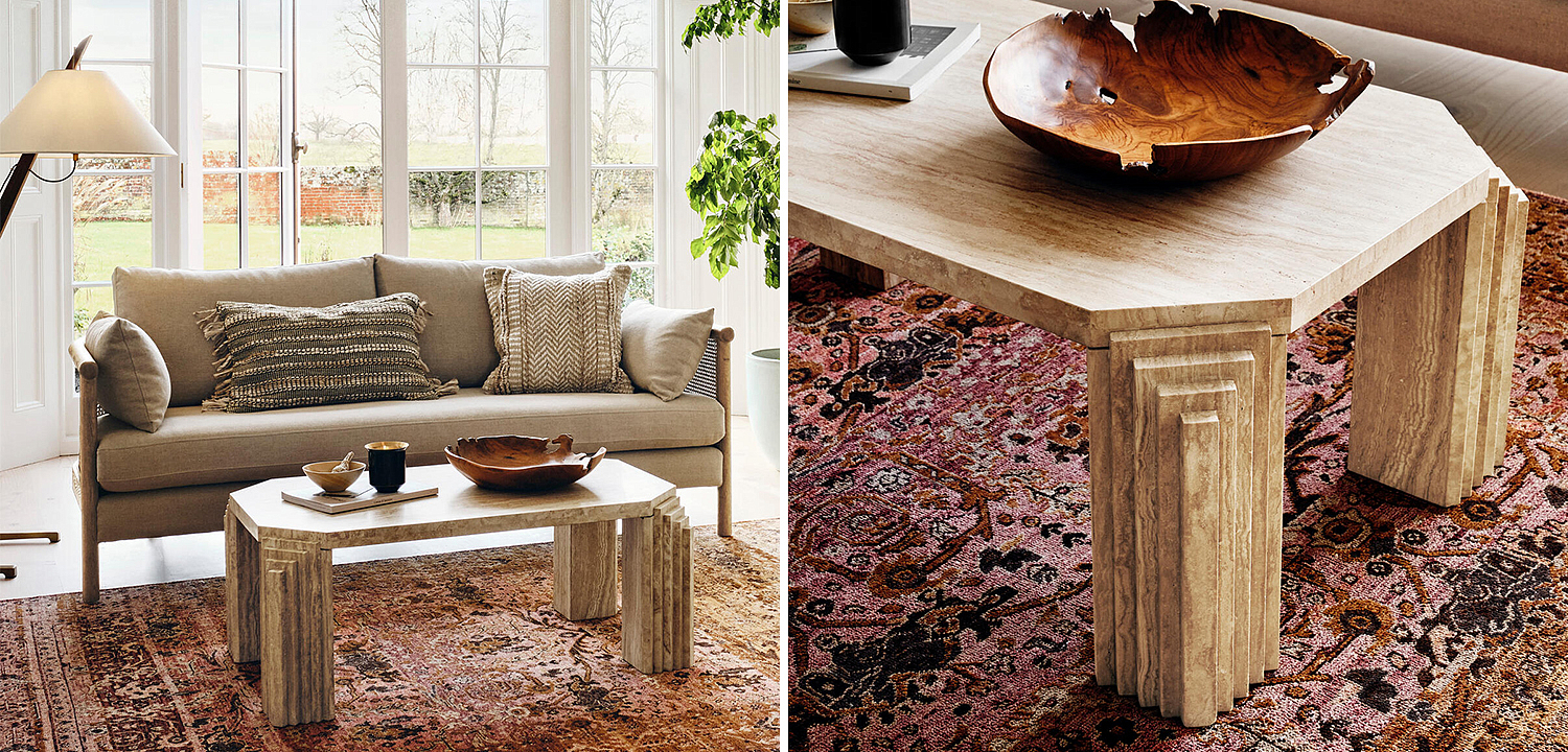 Кофейный стол Caleb Travertine Coffee Table Кофейный стол Caleb Travertine Coffee Table - Loft-Concept в Челябинске