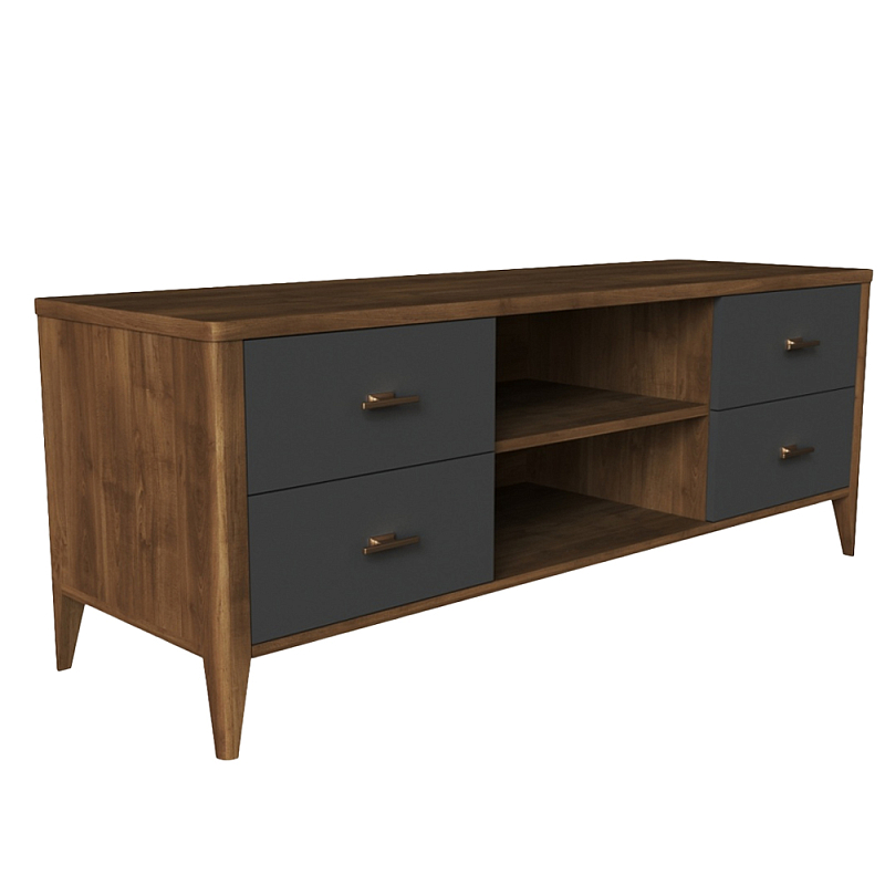 ТВ-тумба с 4 ящиками и полками Tasteful Furniture Антрацит ТВ-тумба с 4 ящиками и полками Tasteful Furniture Антрацит в Челябинске | Loft Concept