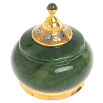 Икорница с крышкой с гравировкой из натурального камня Нефрит Decorative Cavair Dishes варинант исполнения - 1 | Loft Concept в Челябинске