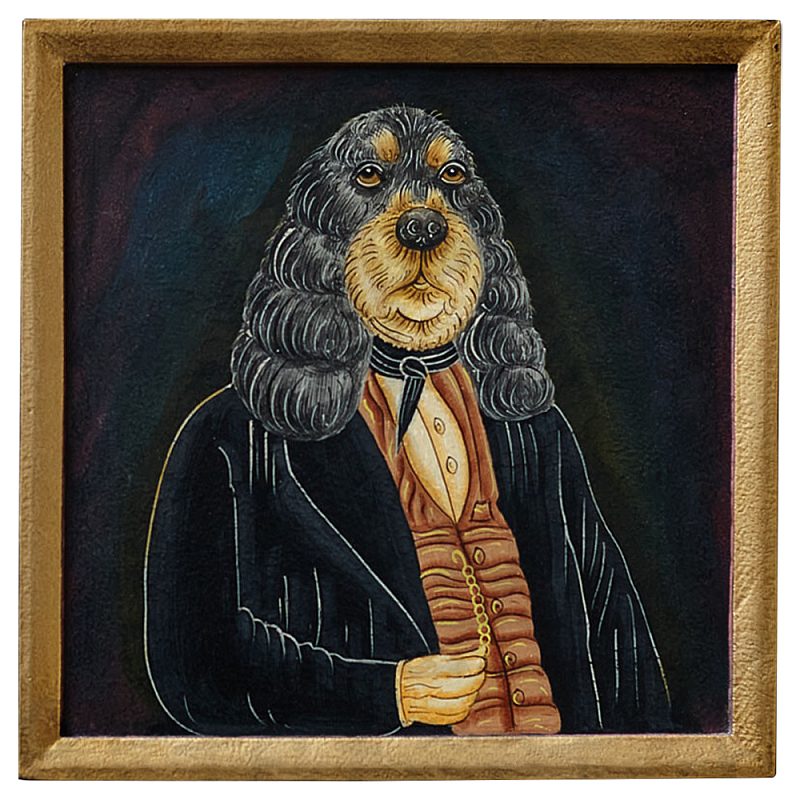 Картина в квадратной раме Chinoiserie Spaniel Dog Portrait Мульти Золотой Картина в квадратной раме Chinoiserie Spaniel Dog Portrait Мульти Золотой в Челябинске | Loft Concept