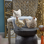 Статуэтка курица с белым цветочным узором и металлическими ножками Rustic Chicken варинант исполнения - 5 | Loft Concept в Челябинске