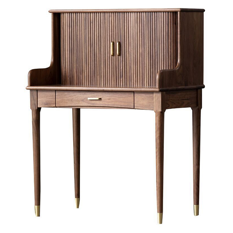 Туалетный стол деревянный с ящиком и зеркалом Moon Walnut Furniture Орех в Челябинске | Loft Concept 