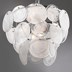 Люстра из белых стеклянных дисков на серебрянном каркасе White Glowing Reflectors варинант исполнения - 7 | Loft Concept в Челябинске