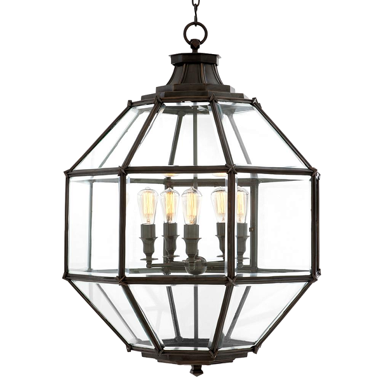 Люстра Lantern Owen Bronze L Темная бронза Прозрачный (Transparent) в Челябинске | Loft Concept 
