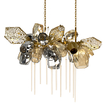 Люстра подвесная с 22-мя гранёными стеклянными плафонами с вертикальными подвесками Gilded Mirage  варинант исполнения - 1 | Loft Concept в Челябинске