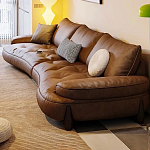 Диван кожаный с каркасом из массива дерева Medieval Furniture варинант исполнения - 4 | Loft Concept в Челябинске