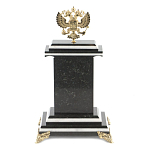 Часы настольные бронзовые с Гербом России из натурального камня Змевик Stone Clock варинант исполнения - 3 | Loft Concept в Челябинске