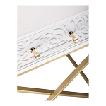 Приставной столик с выдвижным ящиком  White Table Carved Pattern варинант исполнения - 5 | Loft Concept в Челябинске