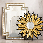 Зеркало-солнце в раме золотого и черного цвета Rays of Peace варинант исполнения - 3 | Loft Concept в Челябинске