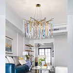 Люстра на подвесе с каркасом из металла и цветными подвесками из стекла Droplet Chandelier варинант исполнения - 1 | Loft Concept в Челябинске