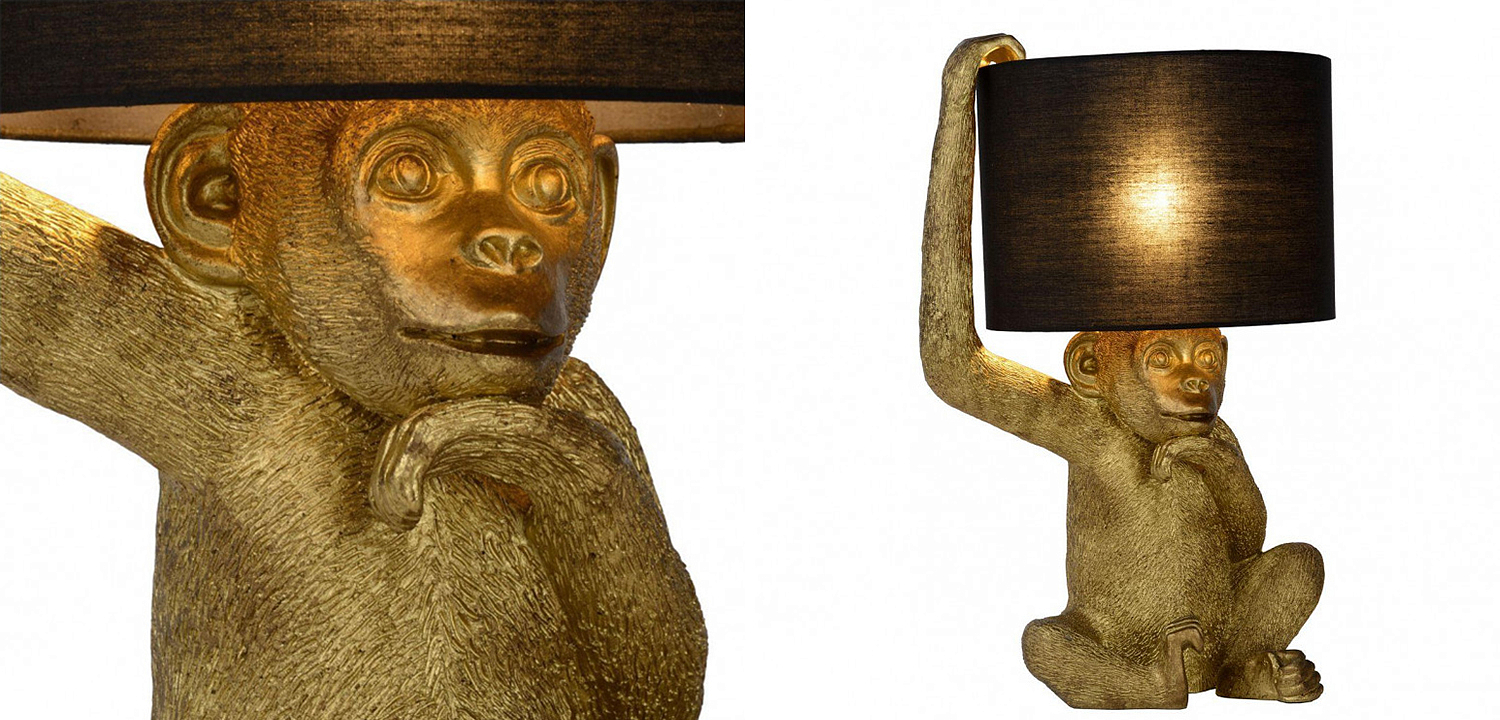 Настольная лампа с Золотой Обезьяной Monkey holding a lampshade Настольная лампа с Золотой Обезьяной Monkey holding a lampshade - Loft-Concept в Челябинске