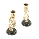 Подсвечники бронзовые на подставке из натурального камня нефрит Stone Candlestick варинант исполнения - 2 | Loft Concept в Челябинске