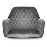 Барный стул со спинкой и подлокотниками на 4-х деревянных ножках Douglas Rhombus Серый Велюр варинант исполнения - 3 | Loft Concept в Челябинске