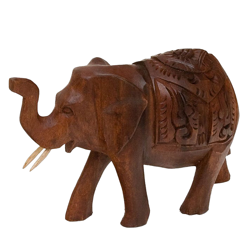 Статуэтка из дерева суар в виде слона в традиционном облачении Little Elephant Коричневый в Челябинске | Loft Concept 