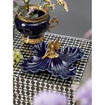 Менажница темно-синяя фарфоровая с бронзовой фигуркой ангела Eden Garden варинант исполнения - 2 | Loft Concept в Челябинске