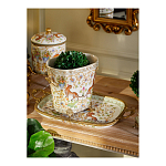 Кашпо с растительным и животным орнаментом на бронзовых ножках Turquoise Blooming Garden варинант исполнения - 8 | Loft Concept в Челябинске