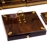 Настольный письменный набор с часами из природного камня обсидиана Royal Set варинант исполнения - 4 | Loft Concept в Челябинске