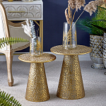 Журнальный столик с конусообразной основой и текстурной поверхностью золотого цвет Ethnic Metal варинант исполнения - 5 | Loft Concept в Челябинске