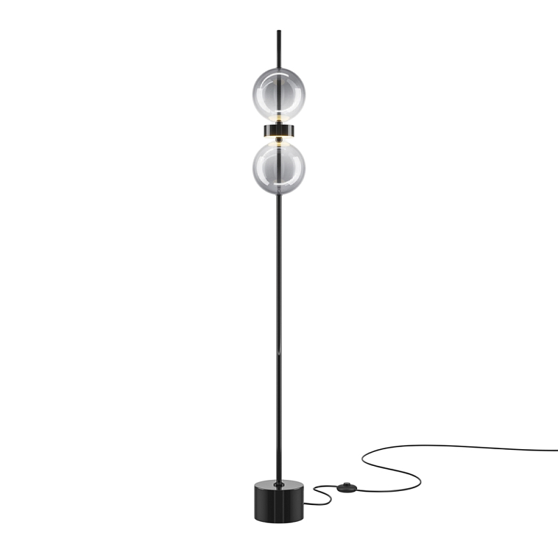 Напольный торшер светодионый Double Moon 3000К 15Вт Дымчатый (Smoke) Черный в Челябинске | Loft Concept 