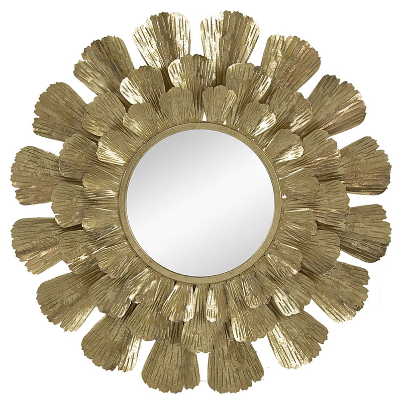 Зеркало круглое настенное в металлической раме Sunny Golden Petals Зеркало круглое настенное в металлической раме Sunny Golden Petals в Челябинске | Loft Concept