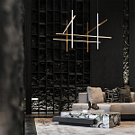 Люстра с 8-ю пересекающимися цилиндрическими плафонами на тонких тросах Trumpet tube варинант исполнения - 8 | Loft Concept в Челябинске