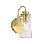 Бра цвета латунь с прозрачным цилиндрическим плафоном из пузырчатого стекла Kichler варинант исполнения - 1 | Loft Concept в Челябинске