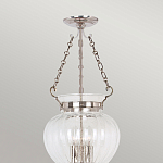 Подвесной светильник цвета никель с прозрачным ребристым стеклянным плафоном в классическом стиле Elstead Lighting варинант исполнения - 3 | Loft Concept в Челябинске