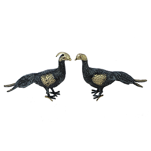 Статуэтка бронзовая пара Павлины синие Bronze Birds