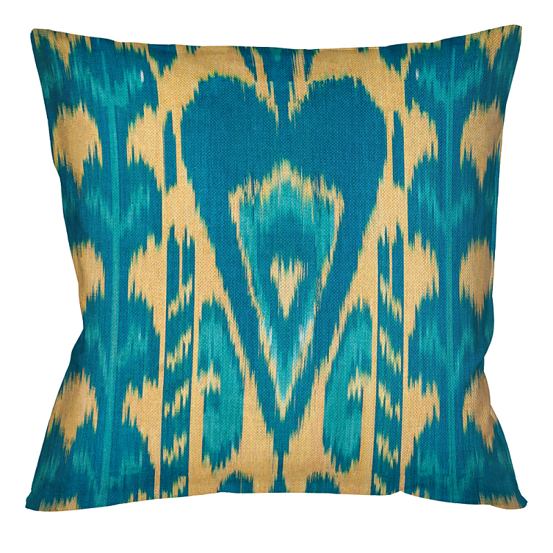 Подушка декоративная бирюзовое сердце Ikat Pattern Бирюзовый Бежевый Подушка декоративная бирюзовое сердце Ikat Pattern Бирюзовый Бежевый в Челябинске | Loft Concept