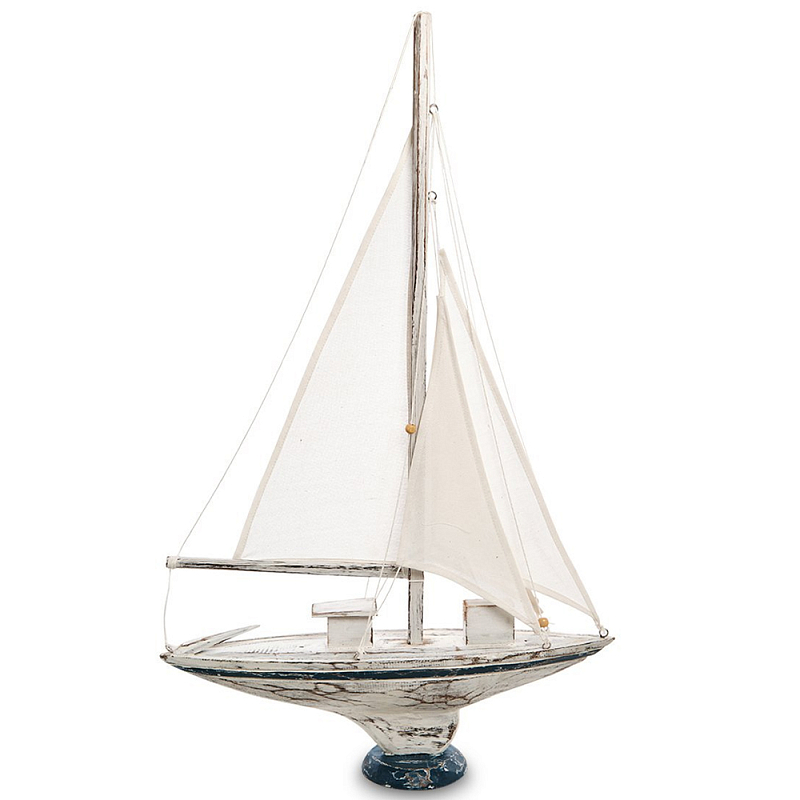 Деревянная статуэтка в виде парусника Sailboat Statuette Белый Синий Деревянная статуэтка в виде парусника Sailboat Statuette Белый Синий в Челябинске | Loft Concept
